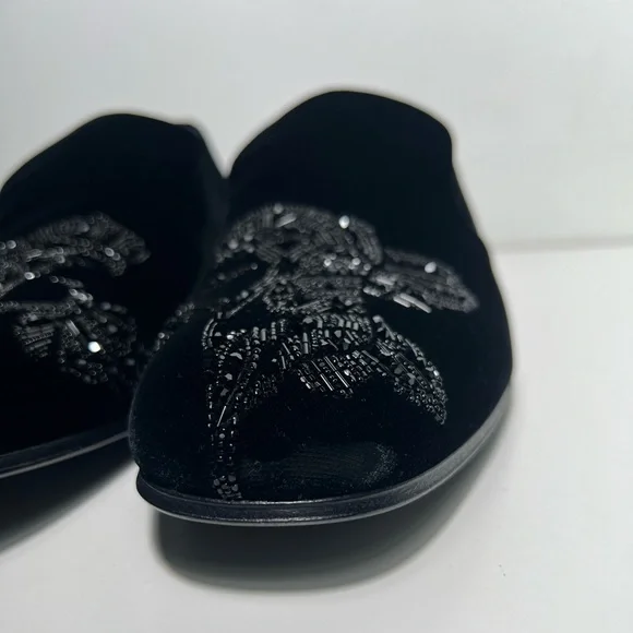 Alexander McQueen AMQ Skull Orchid Velvet Beaded Embroidery Loafers Oxfords Alexander McQueen AMQ Skull Orchid Velvet Beaded Embroidery  main image 3